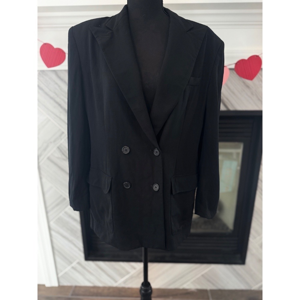 Vintage Lauren Ralph Lauren Petite Black Blazer Double Breasted‎ 14P